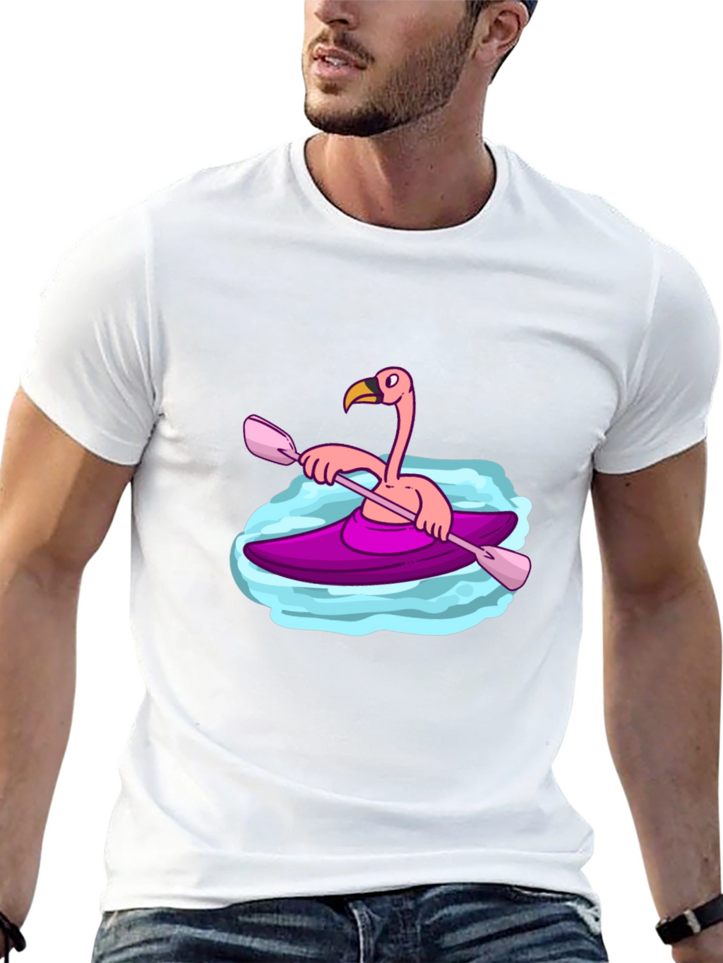 Flamingo Kayak Black T-Shirt
