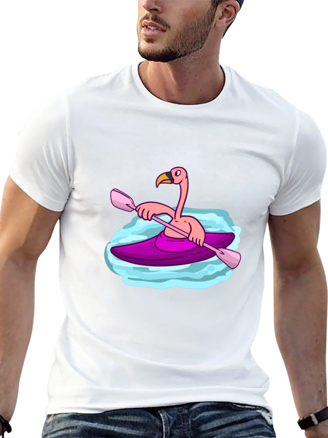 Flamingo Kayak Black T-Shirt