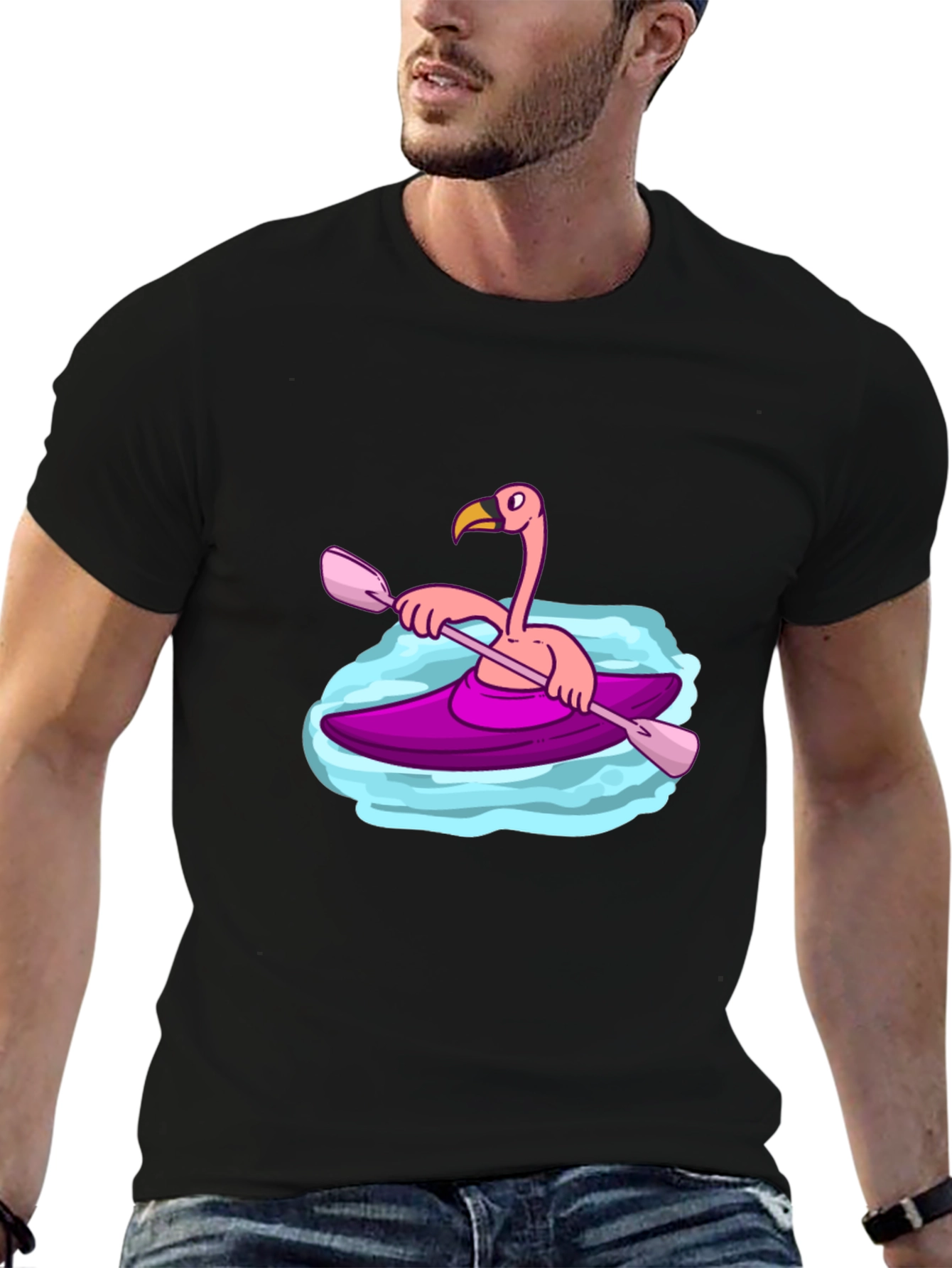Flamingo Kayak Black T-Shirt