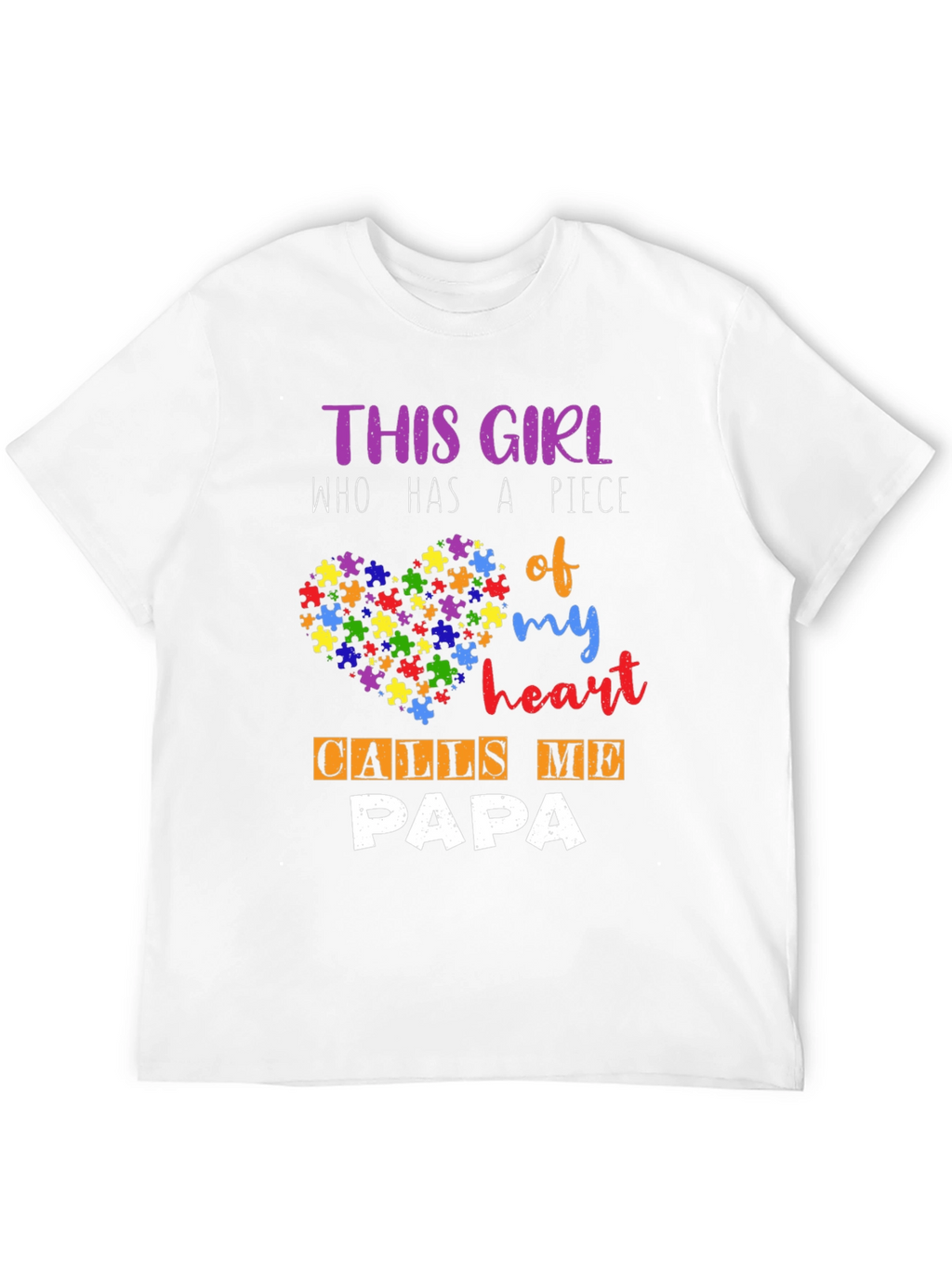 Autism Awareness Papa T-Shirt - Puzzle Heart Design