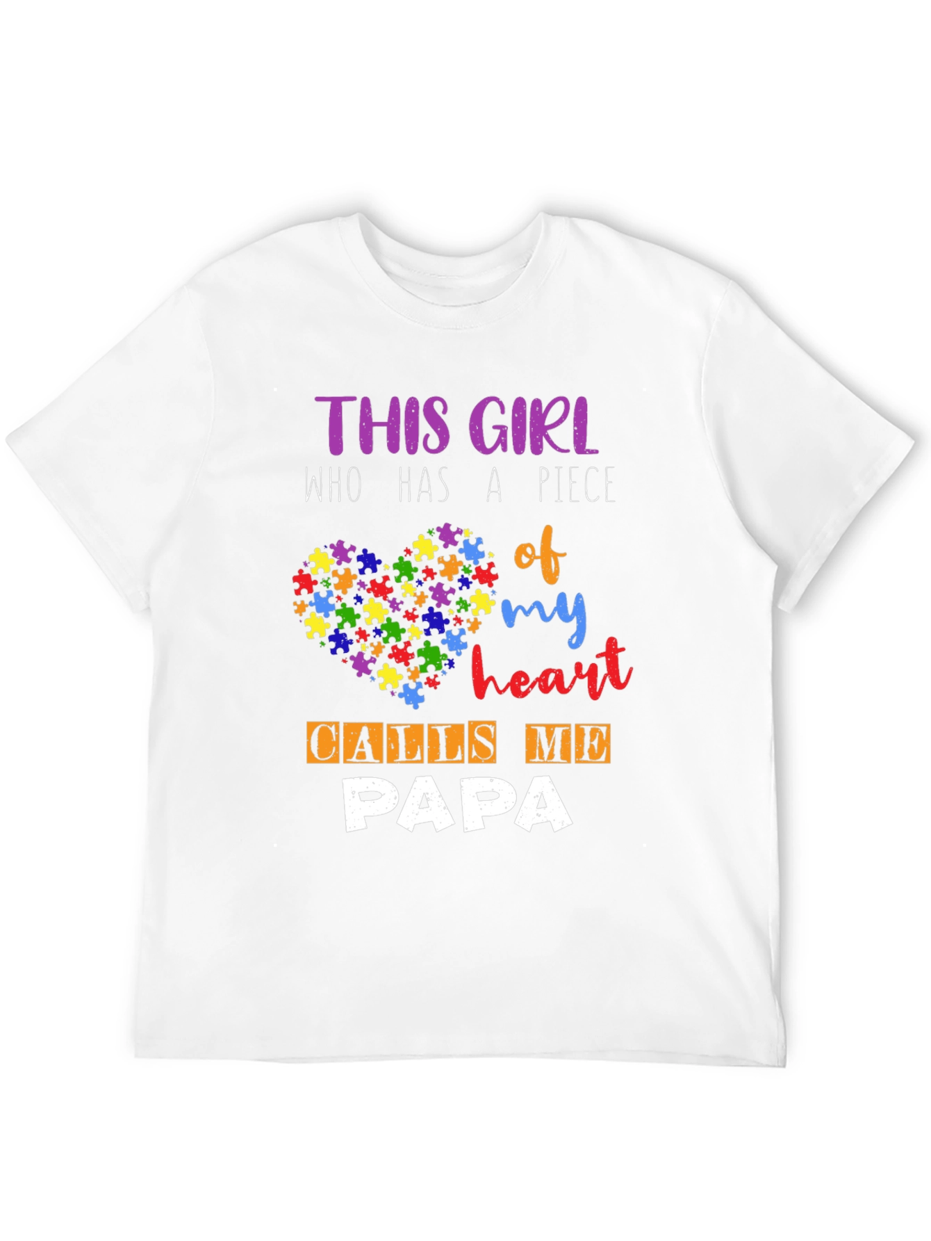 Autism Awareness Papa T-Shirt - Puzzle Heart Design