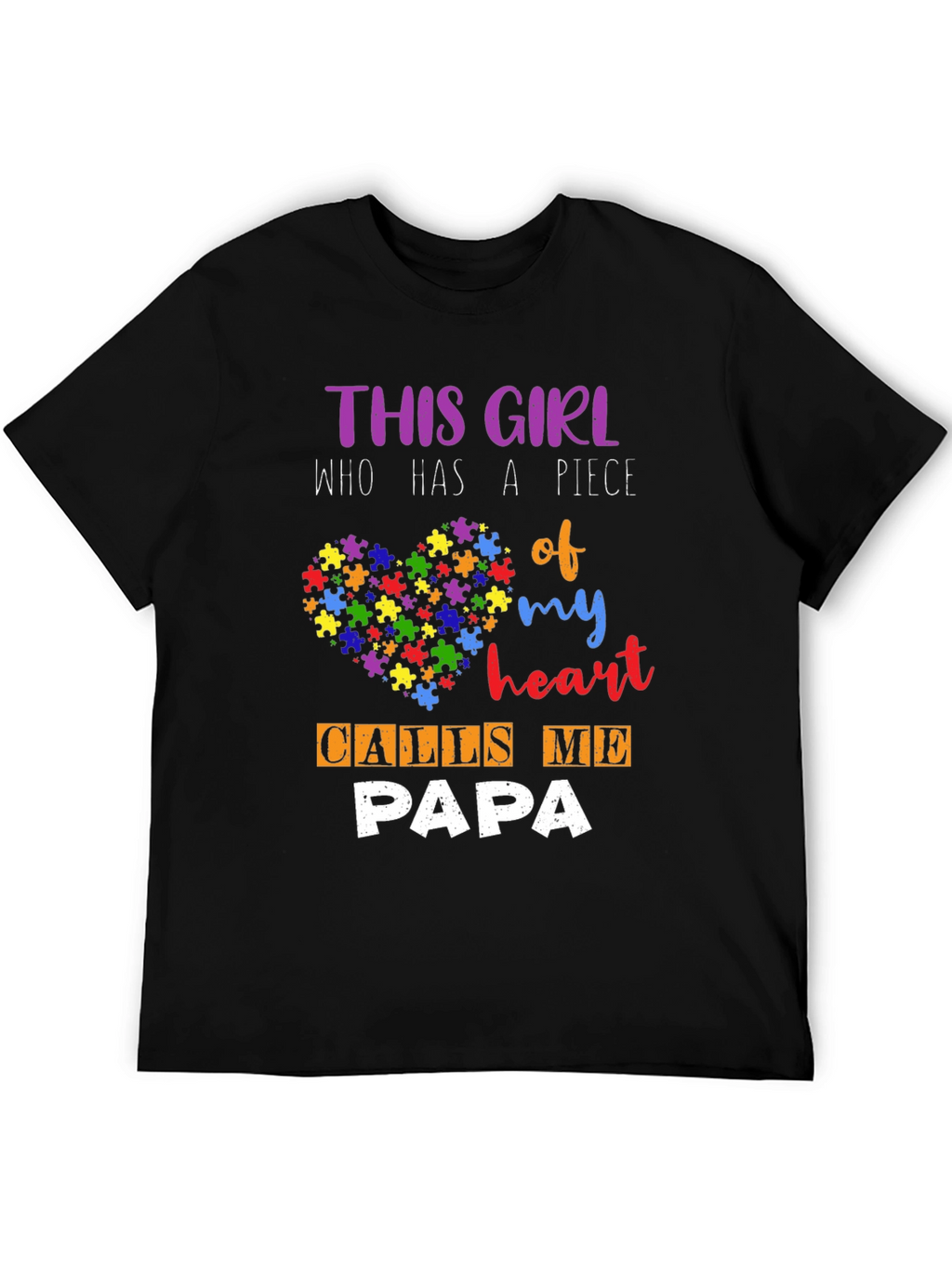Autism Awareness Papa T-Shirt - Puzzle Heart Design