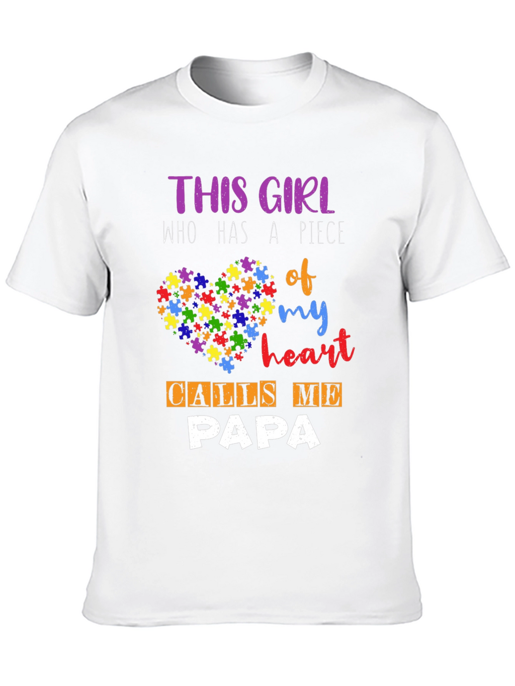 Autism Awareness Papa T-Shirt - Puzzle Heart Design