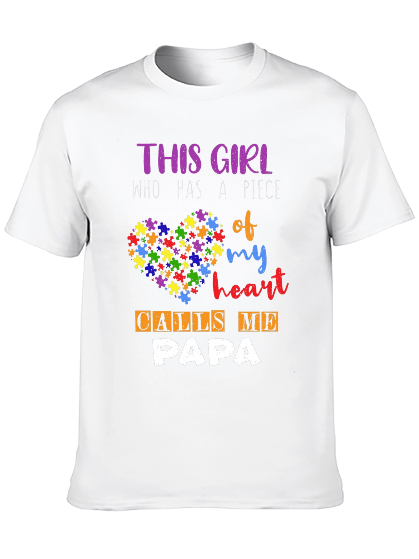 Autism Awareness Papa T-Shirt - Puzzle Heart Design