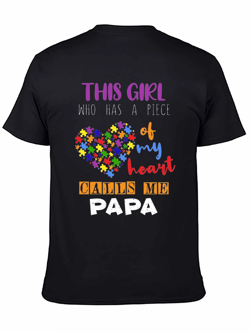 Autism Awareness Papa T-Shirt - Puzzle Heart Design