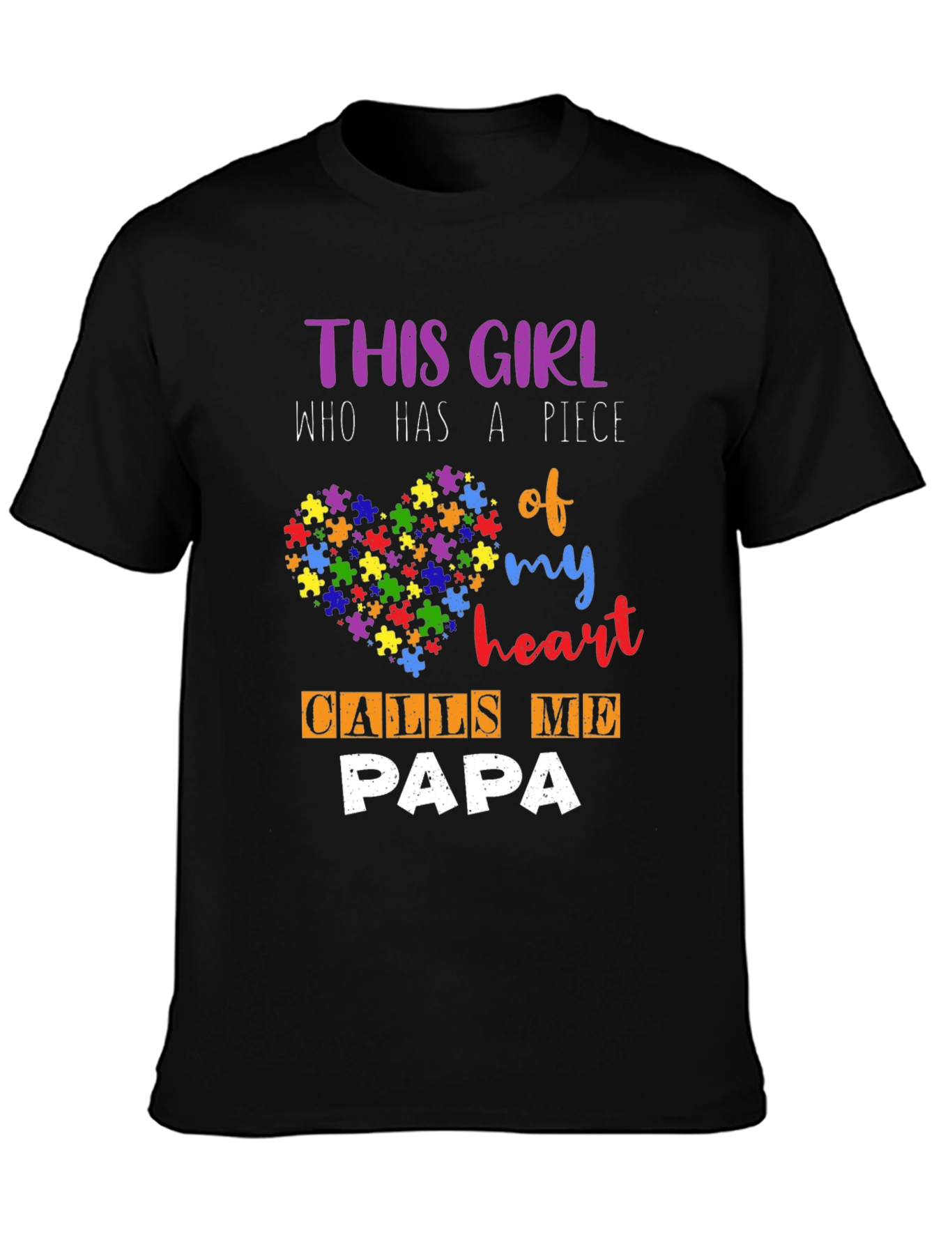 Autism Awareness Papa T-Shirt - Puzzle Heart Design