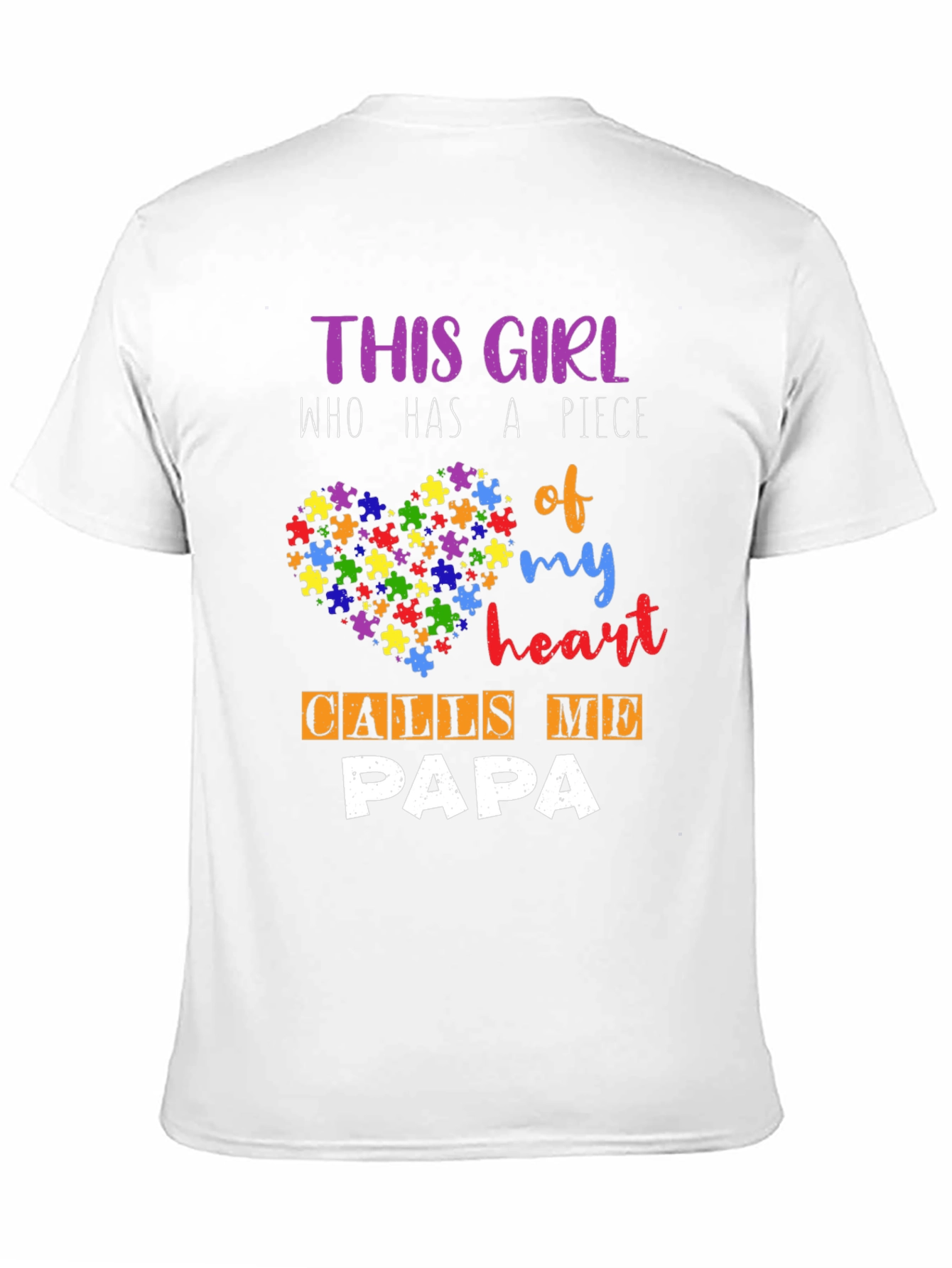 Autism Awareness Papa T-Shirt - Puzzle Heart Design