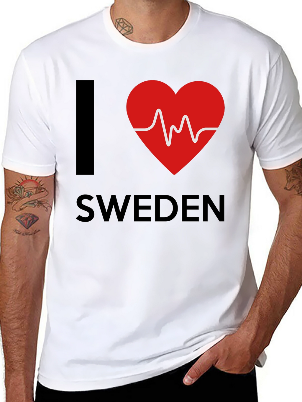 I Love Sweden T-Shirt - Heartbeat Design