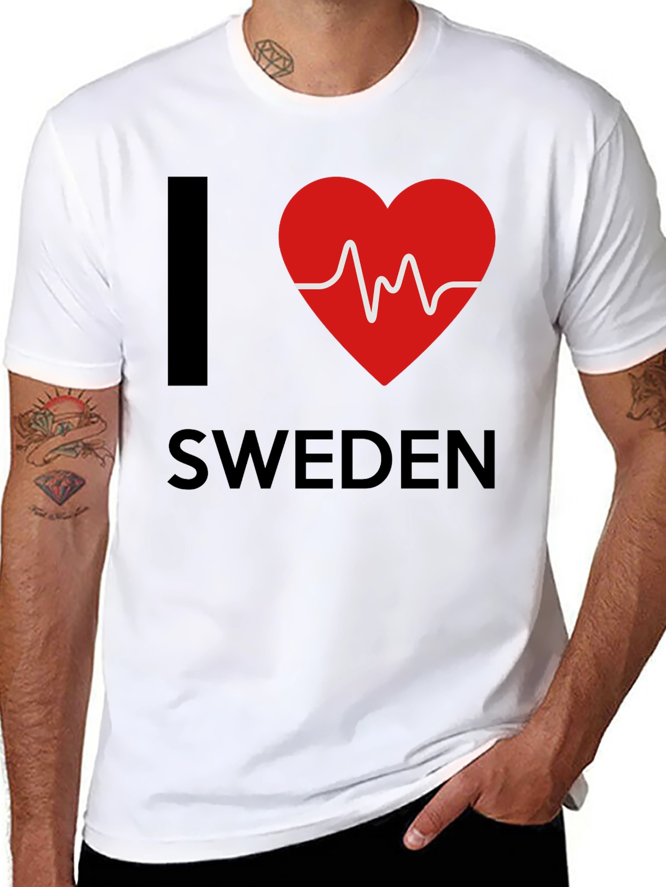 I Love Sweden T-Shirt - Heartbeat Design
