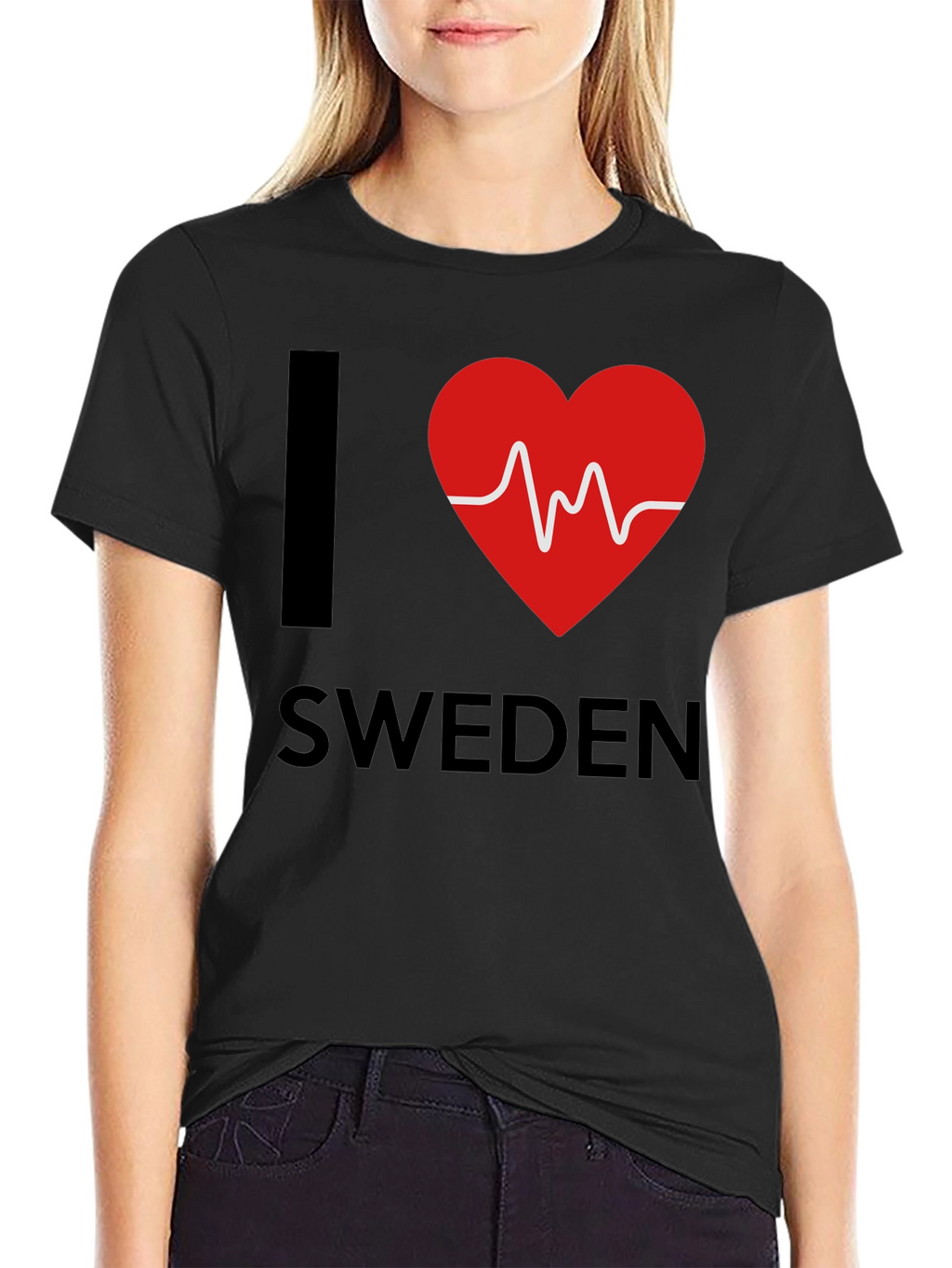 I Love Sweden T-Shirt - Heartbeat Design