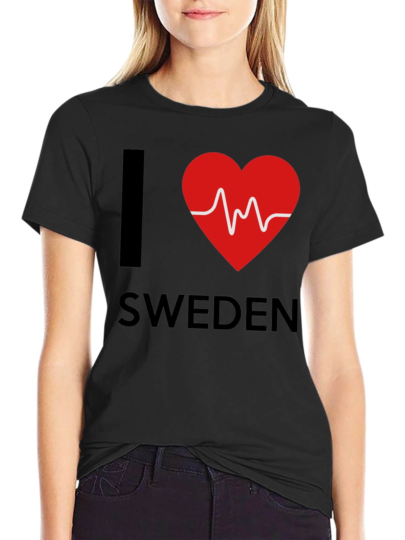 I Love Sweden T-Shirt - Heartbeat Design