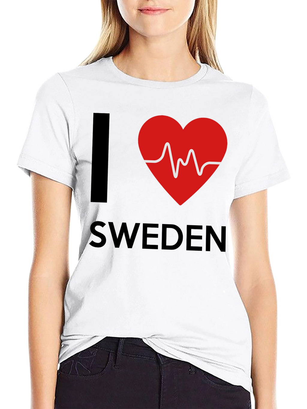 I Love Sweden T-Shirt - Heartbeat Design