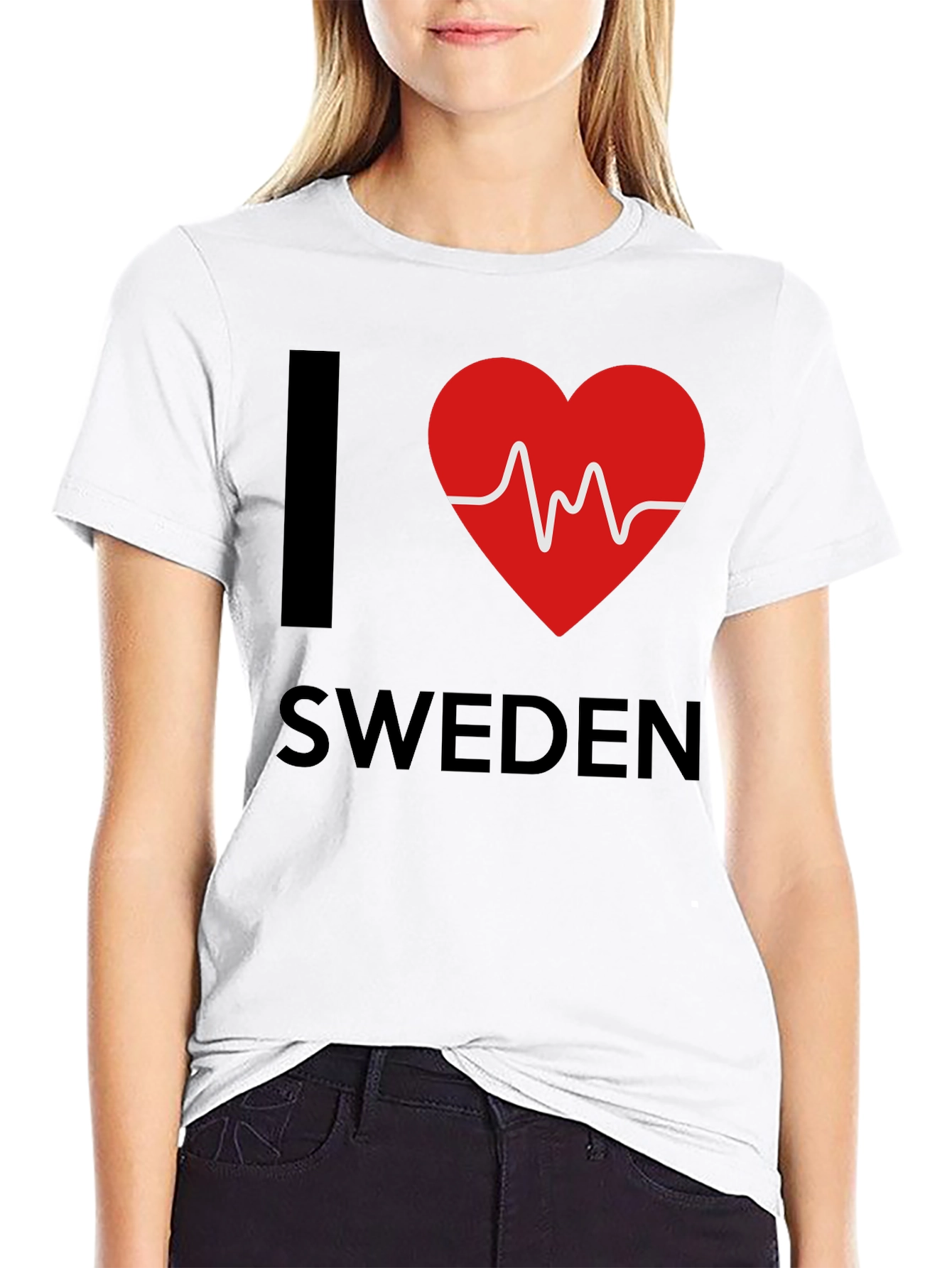 I Love Sweden T-Shirt - Heartbeat Design