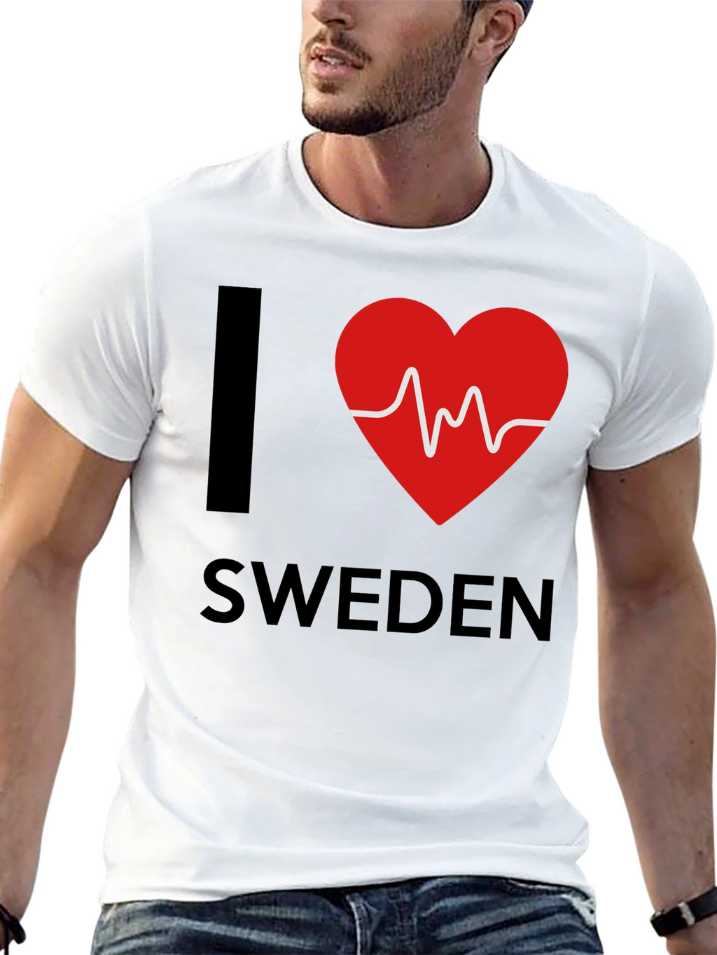 I Love Sweden T-Shirt - Heartbeat Design