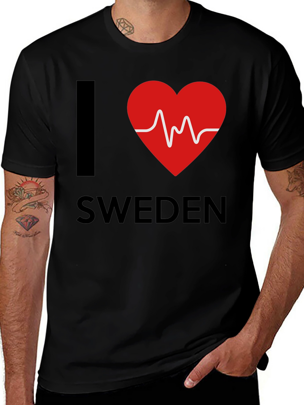 I Love Sweden T-Shirt - Heartbeat Design