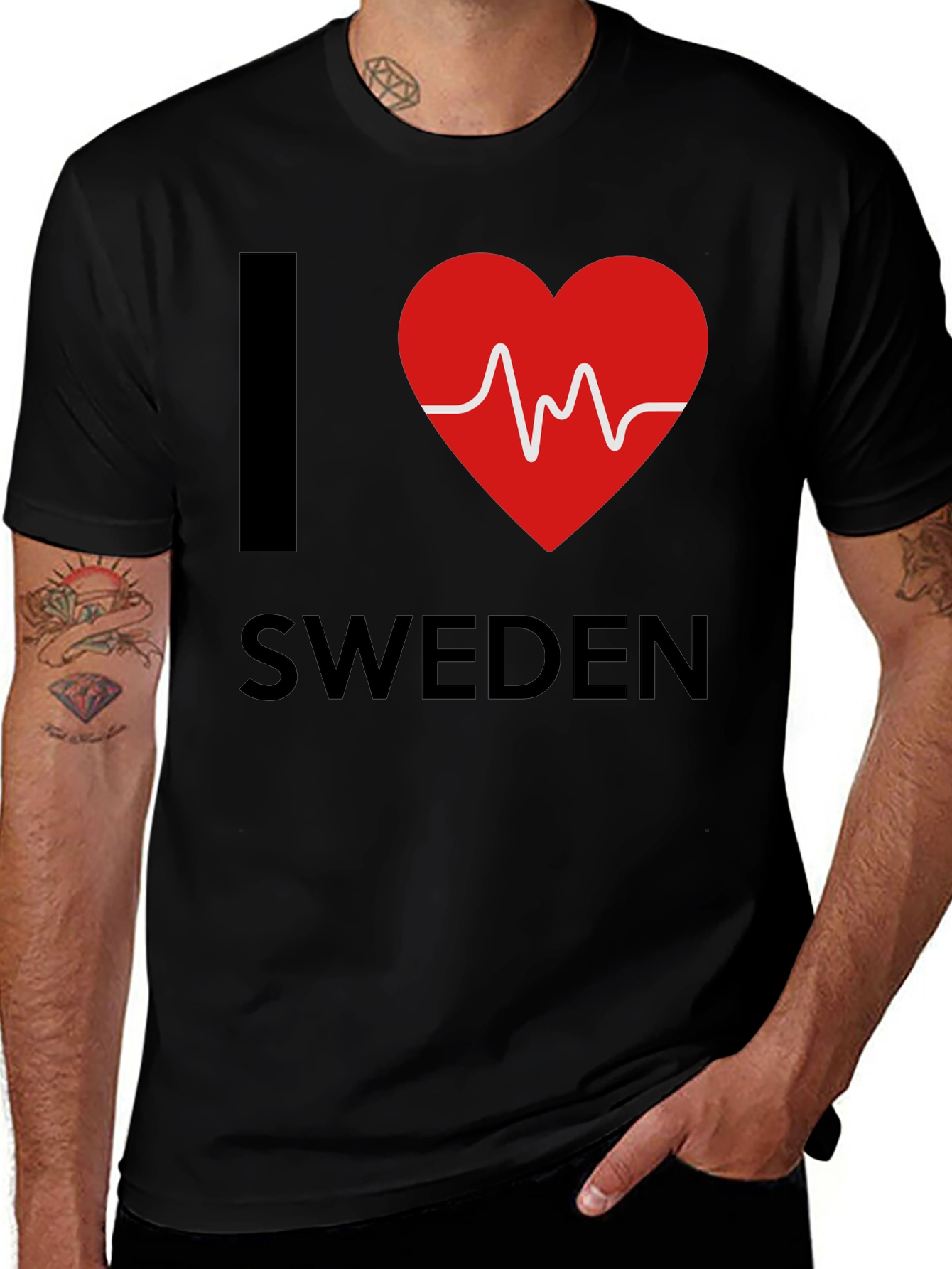 I Love Sweden T-Shirt - Heartbeat Design