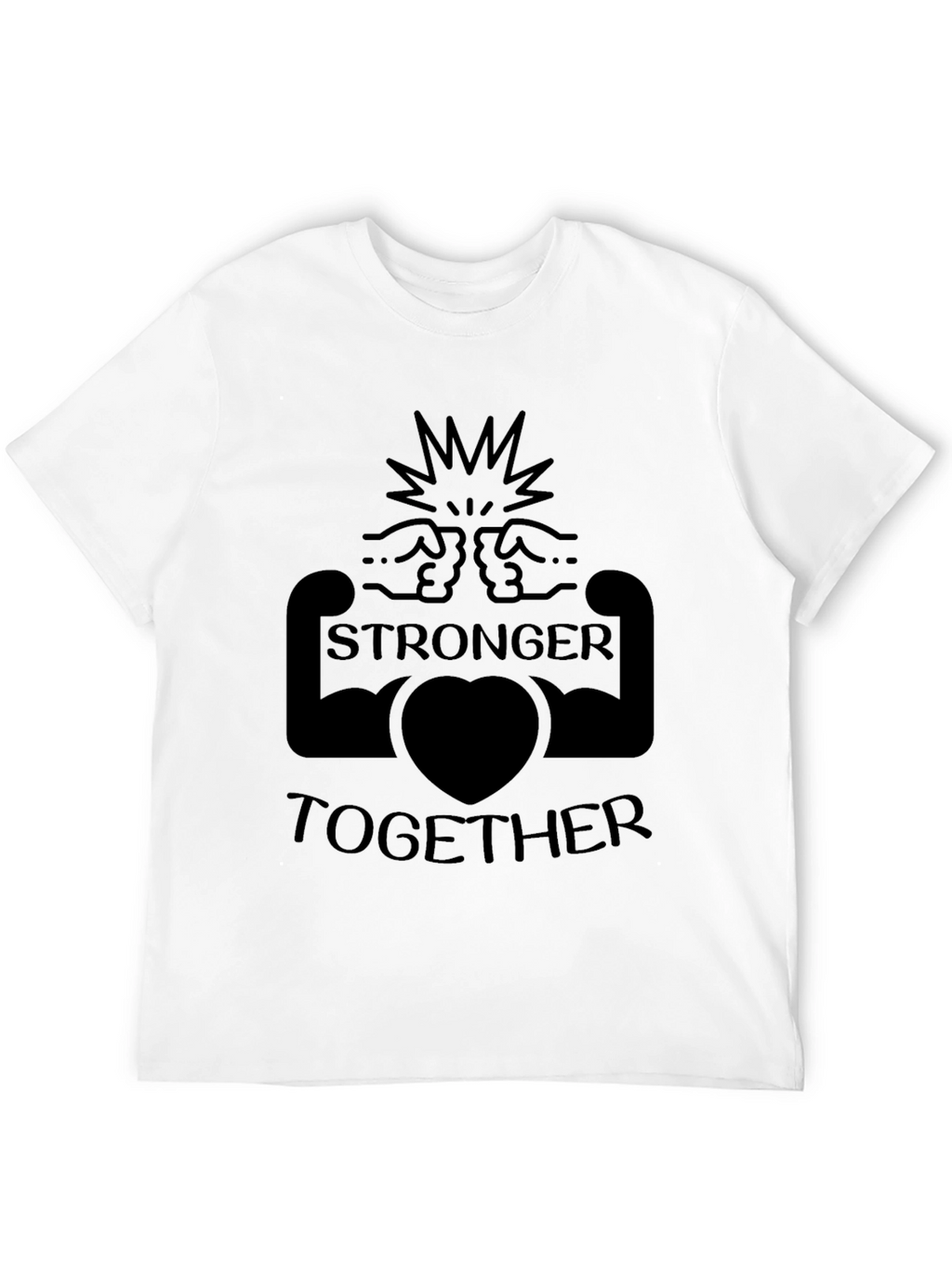 Stronger Together Graphic Tee - Black Crew Neck T-Shirt