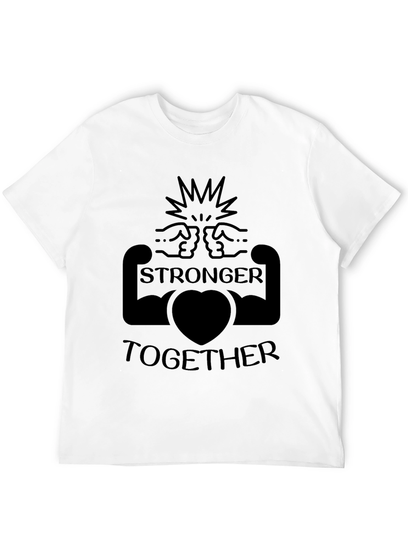 Stronger Together Graphic Tee - Black Crew Neck T-Shirt