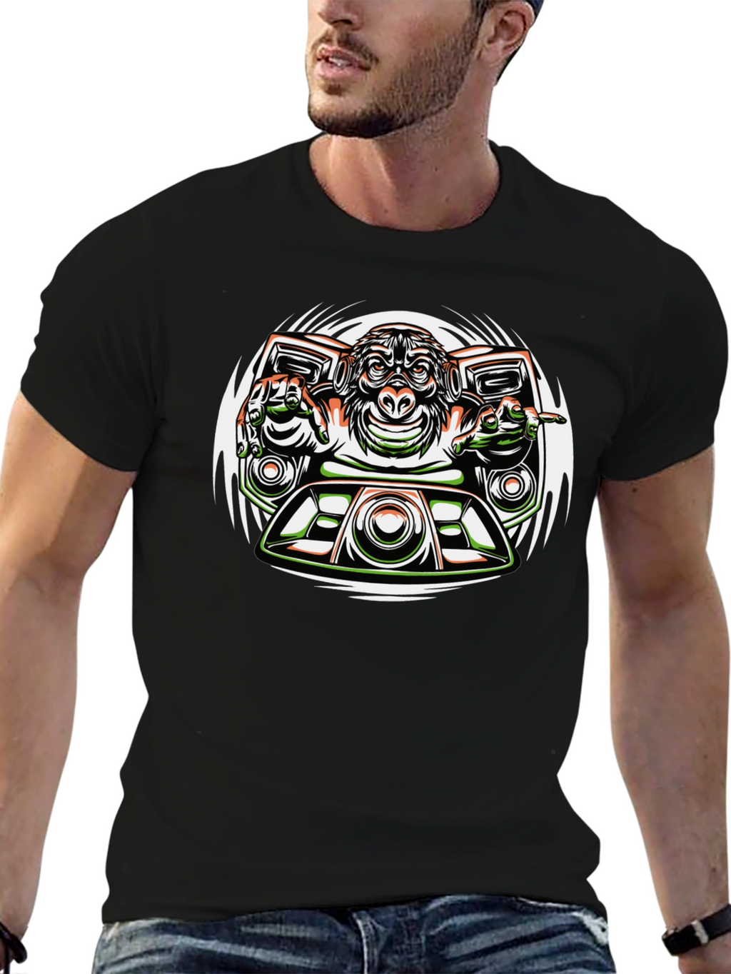 DJ Monkey Graphic Tee - Unique Streetwear Design