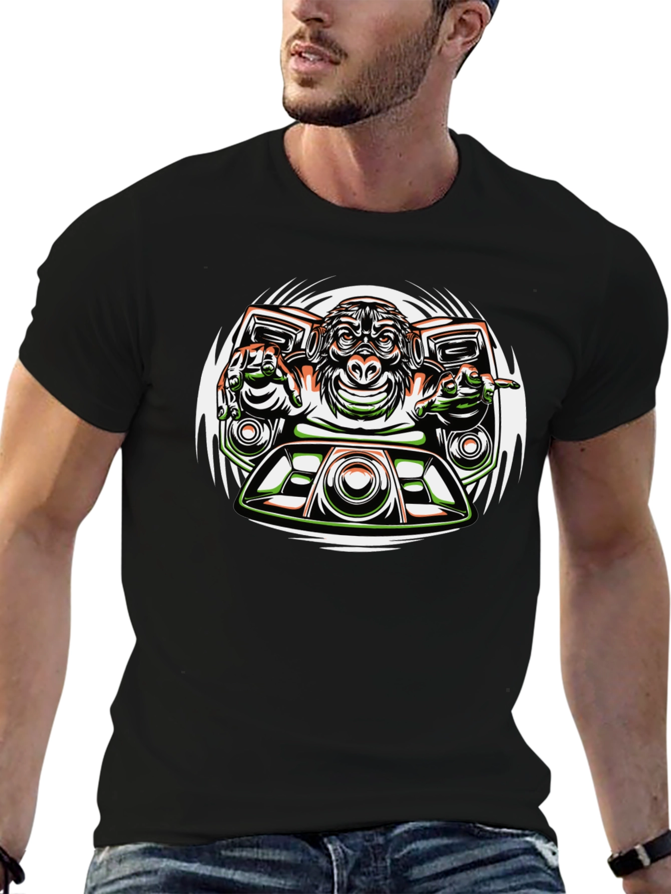 DJ Monkey Graphic Tee - Unique Streetwear Design
