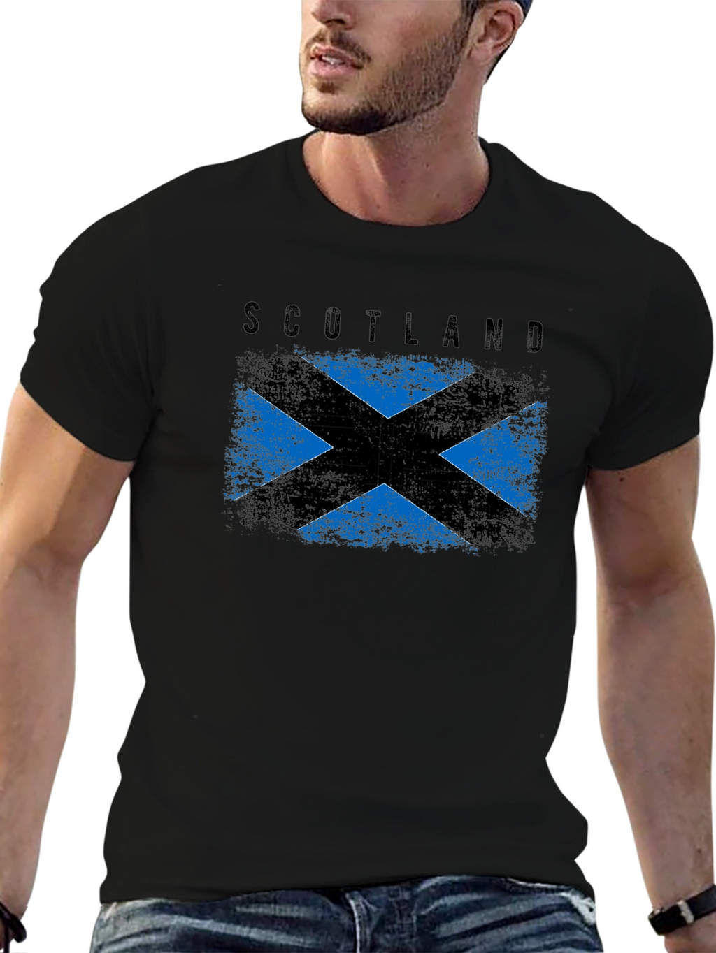 Scotland Flag Graphic Black T-Shirt