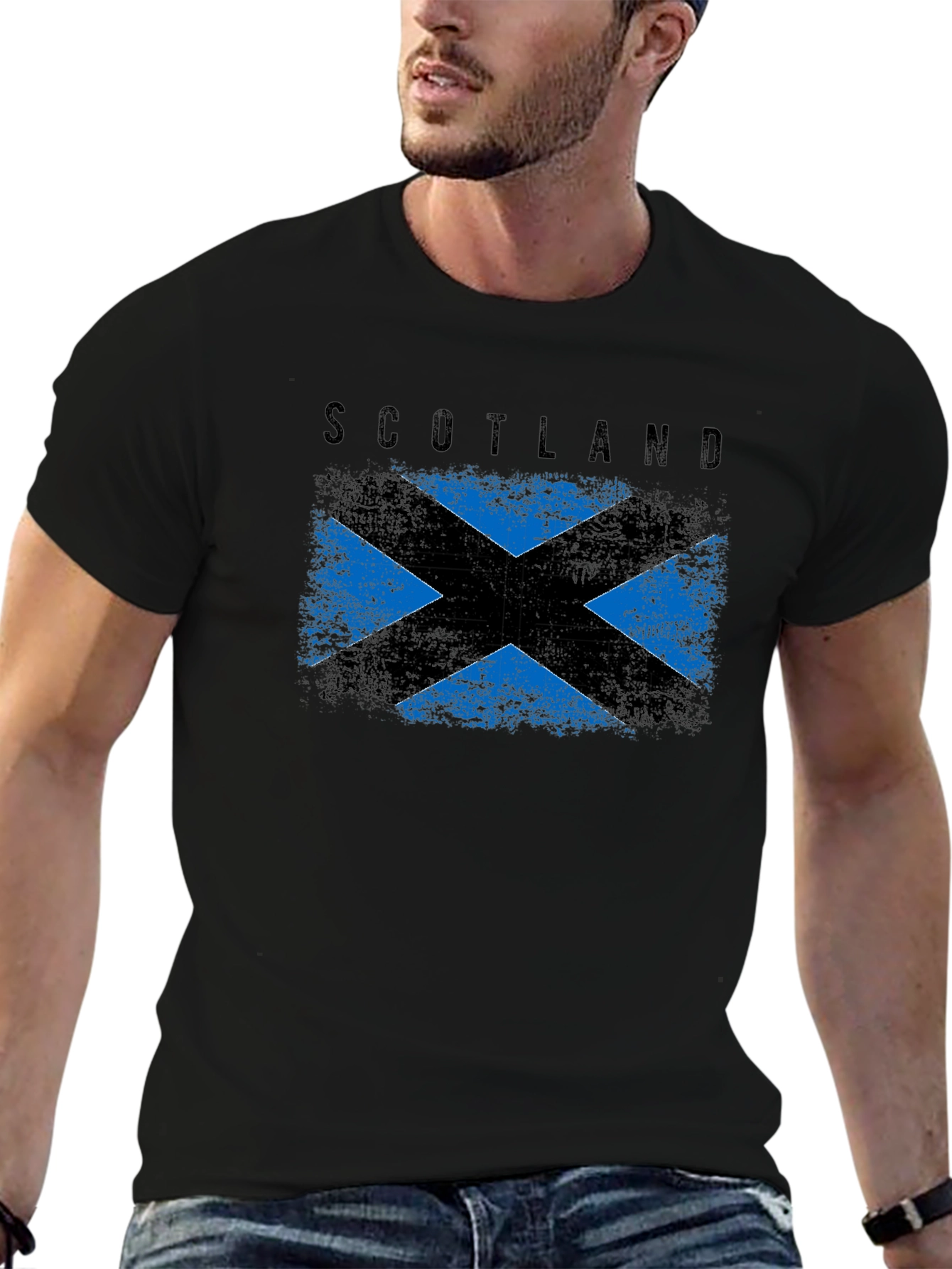 Scotland Flag Graphic Black T-Shirt