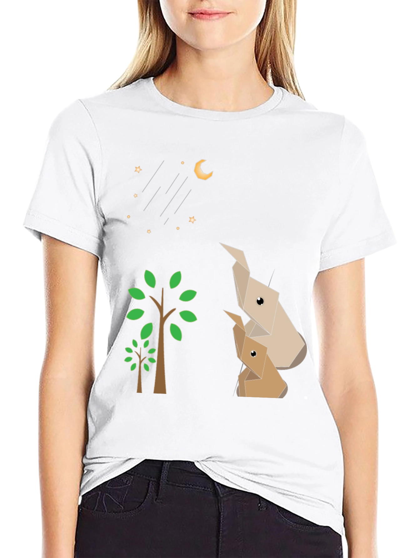 Origami Animals Black Graphic Tee
