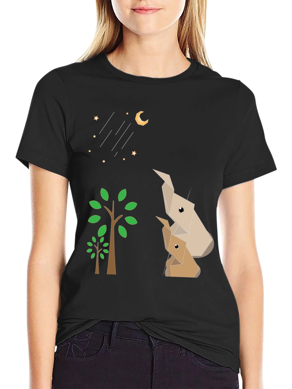 Origami Animals Black Graphic Tee