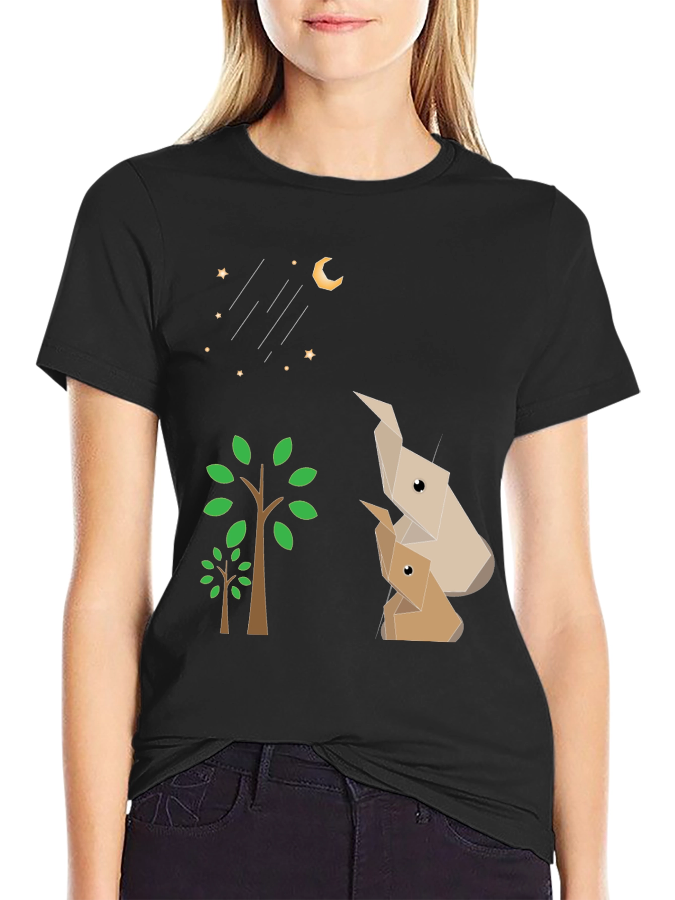 Origami Animals Black Graphic Tee