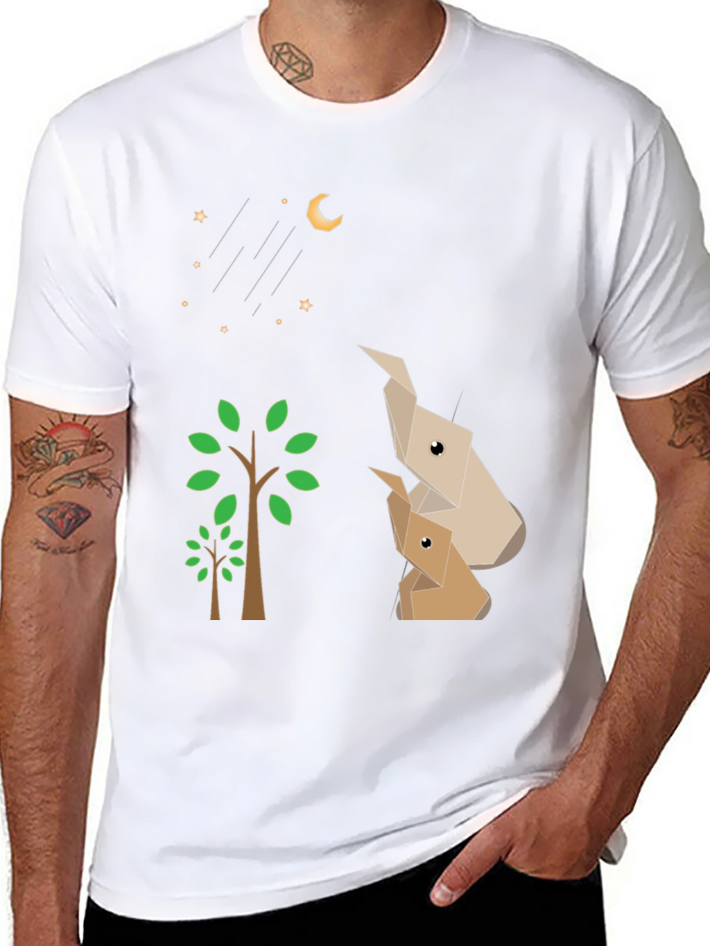 Origami Animals Black Graphic Tee