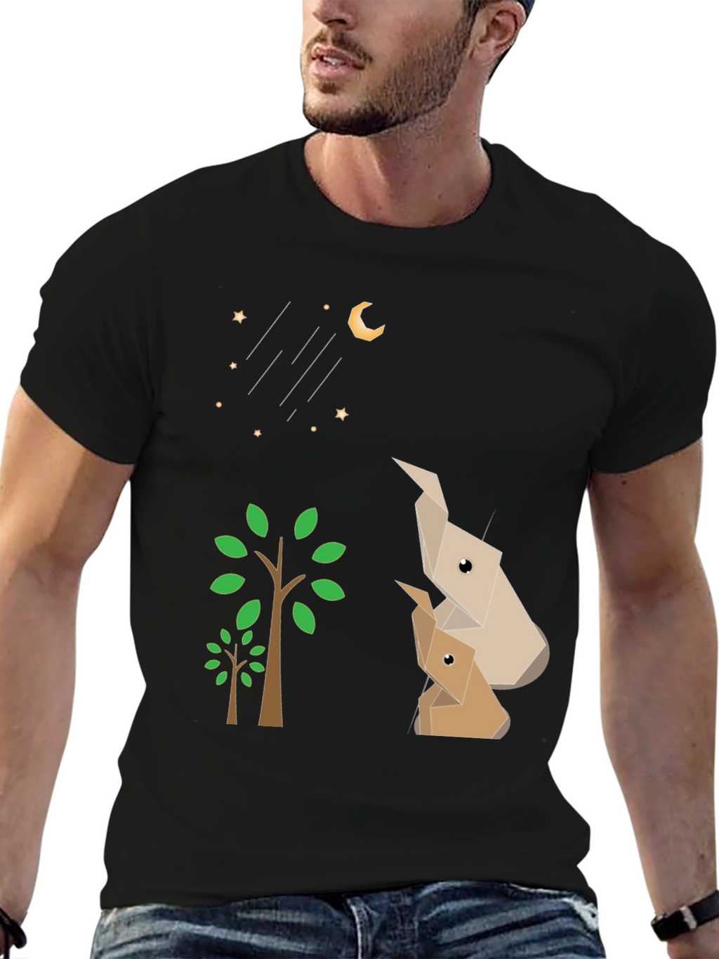 Origami Animals Black Graphic Tee