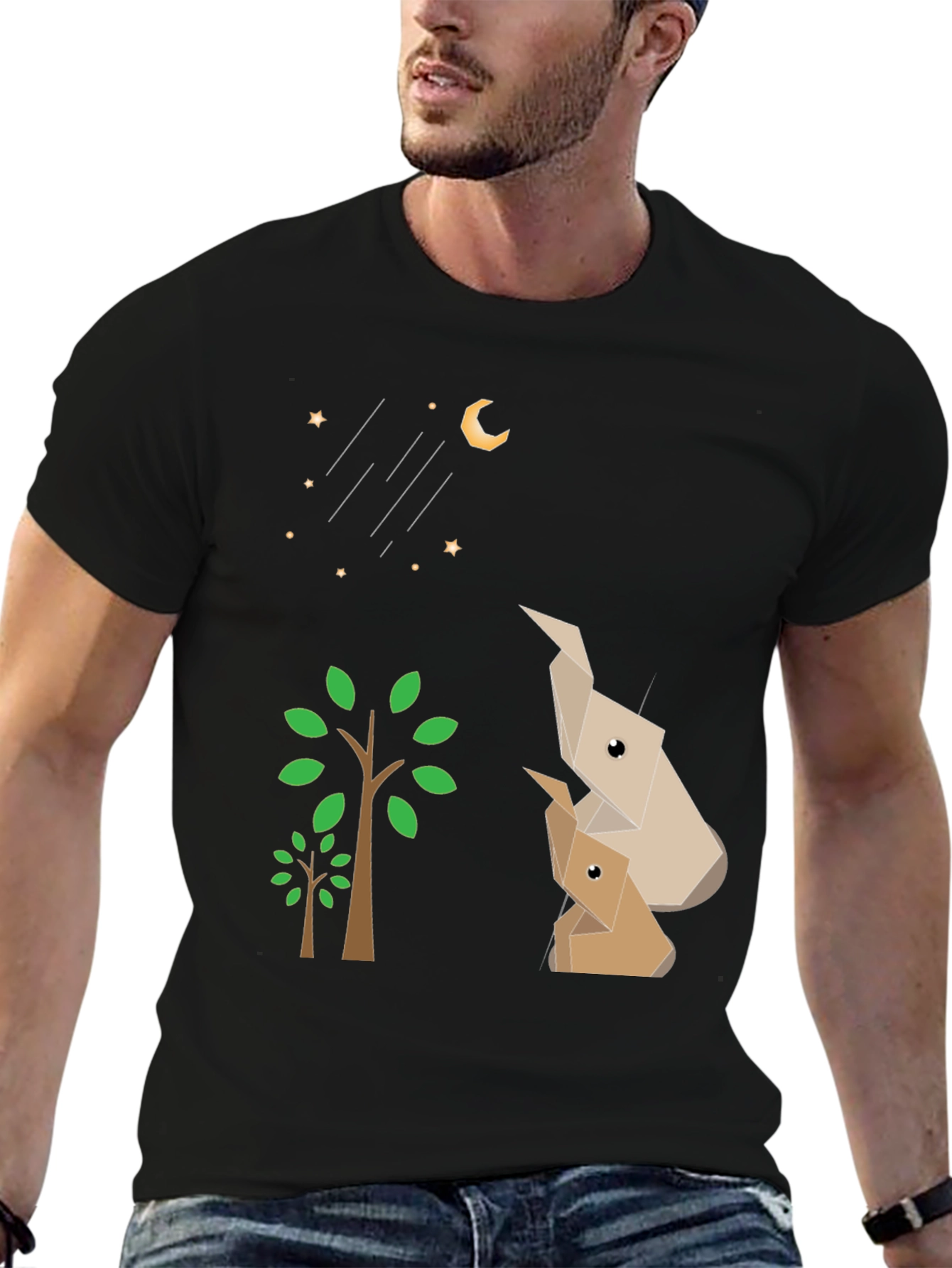 Origami Animals Black Graphic Tee