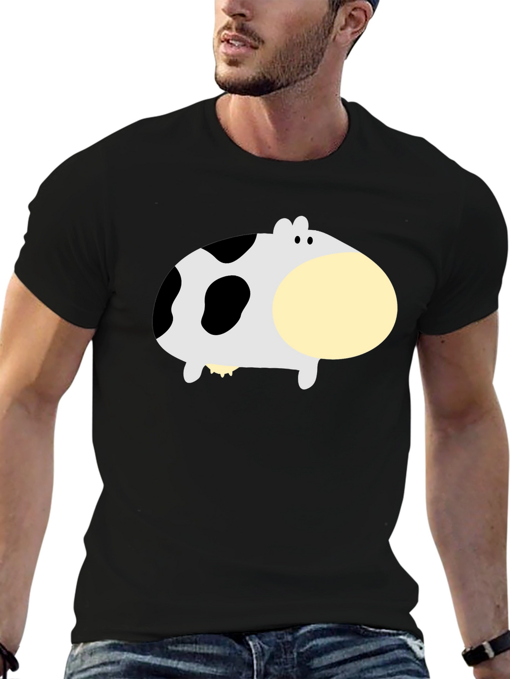 Funny Cow Graphic Black T-Shirt