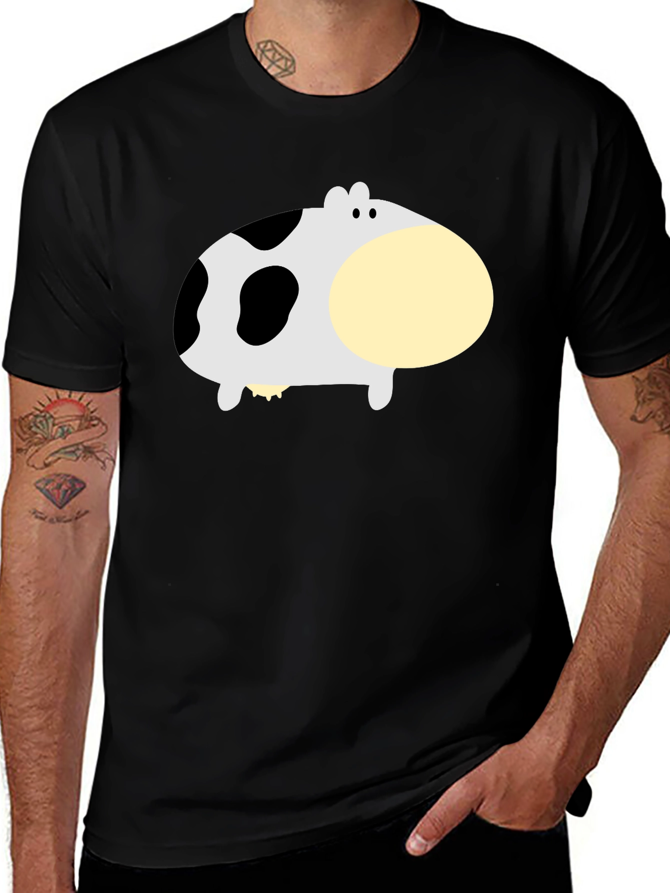 Funny Cow Graphic Black T-Shirt