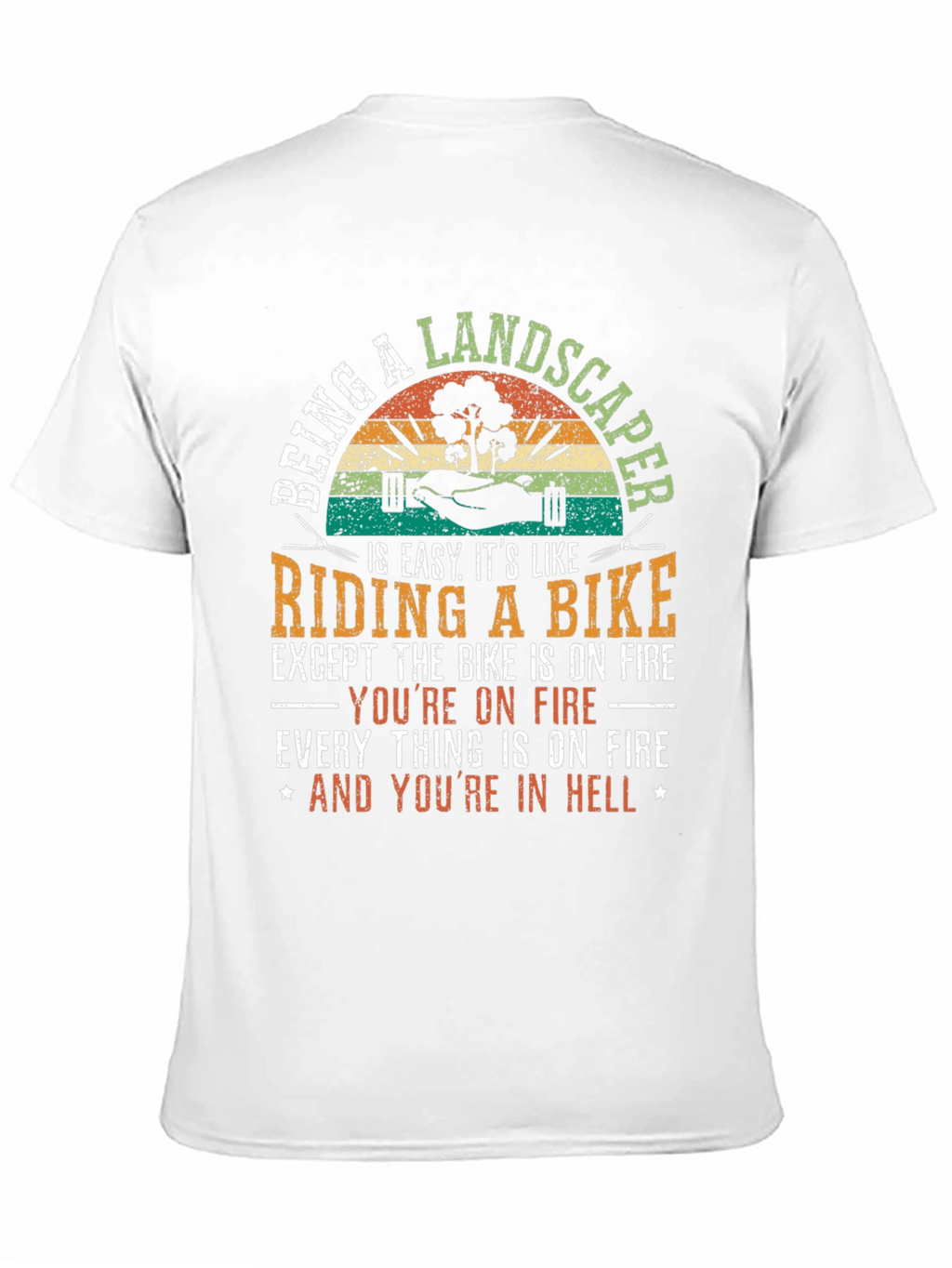 Landscaper Riding a Bike Mens T-Shirt