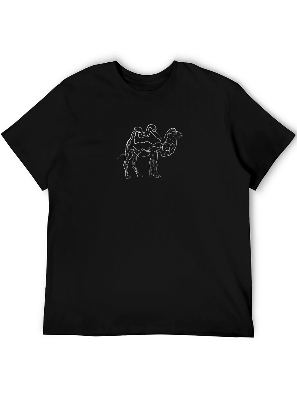Camel Line Art Graphic Black T-Shirt