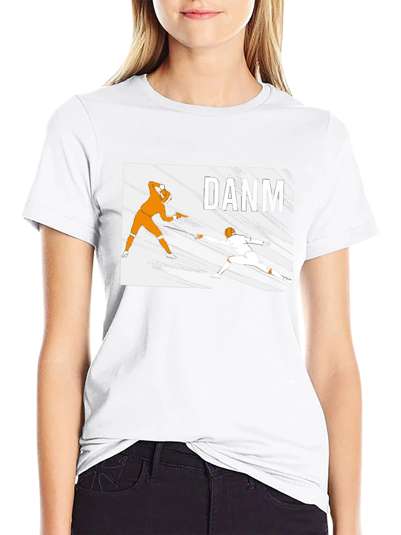 Fencing Graphic Tee - Black Cotton T-Shirt