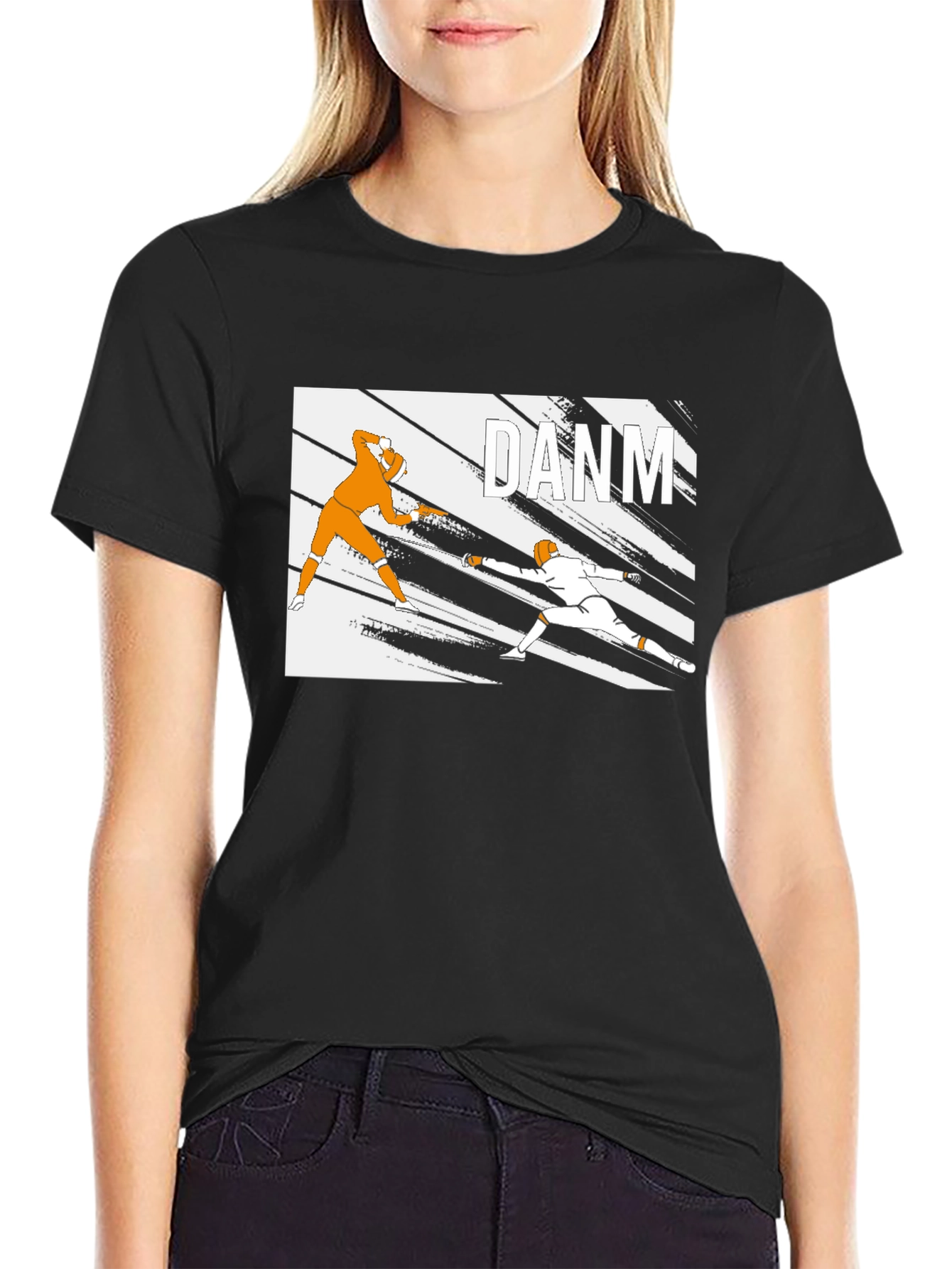 Fencing Graphic Tee - Black Cotton T-Shirt