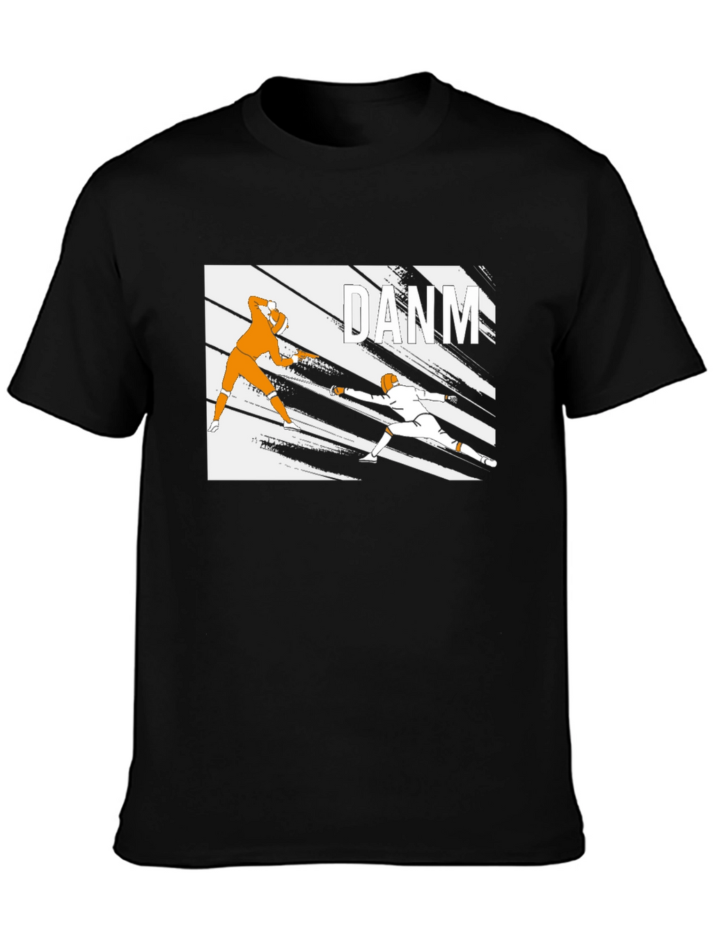 Fencing Graphic Tee - Black Cotton T-Shirt