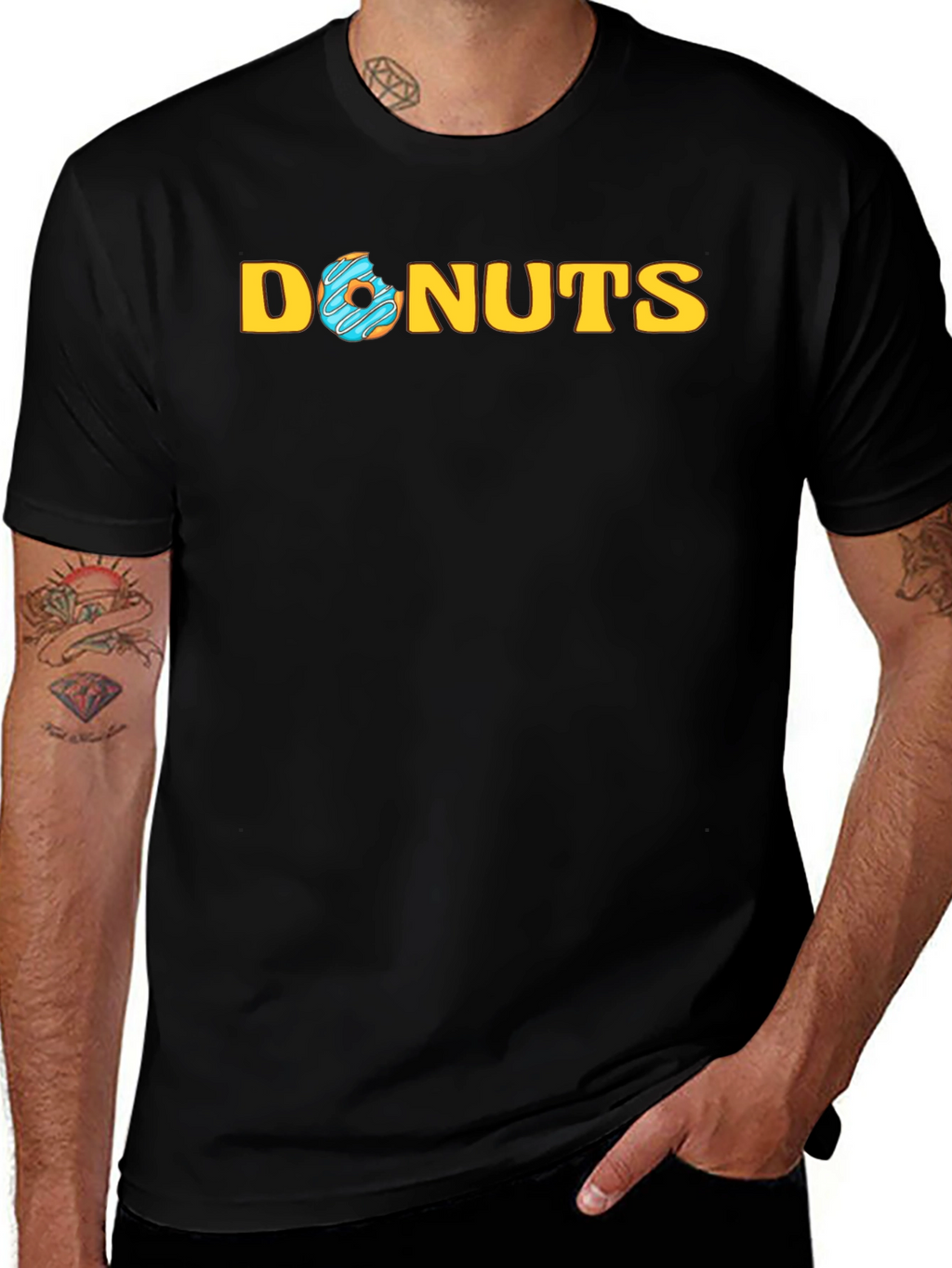 Donuts Graphic Tee -  Trendy Black T-Shirt
