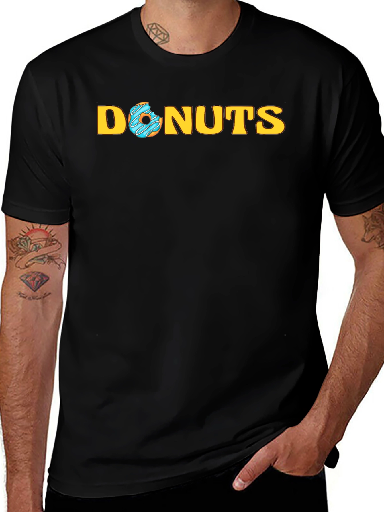 Donuts Graphic Tee -  Trendy Black T-Shirt