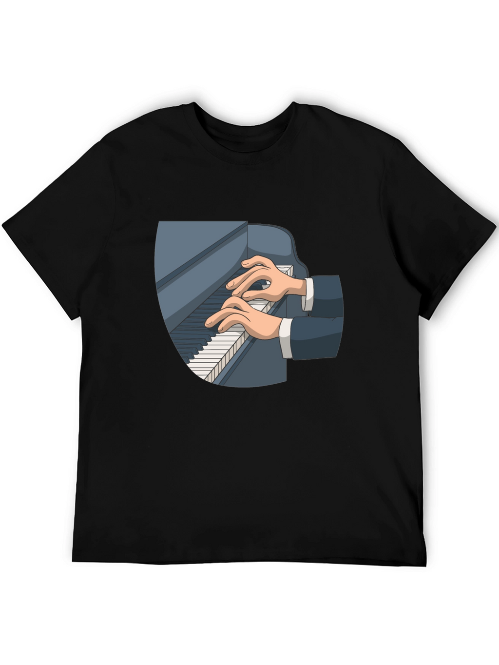 Piano Player Graphic Tee - Classic Black Cotton T-Shirt