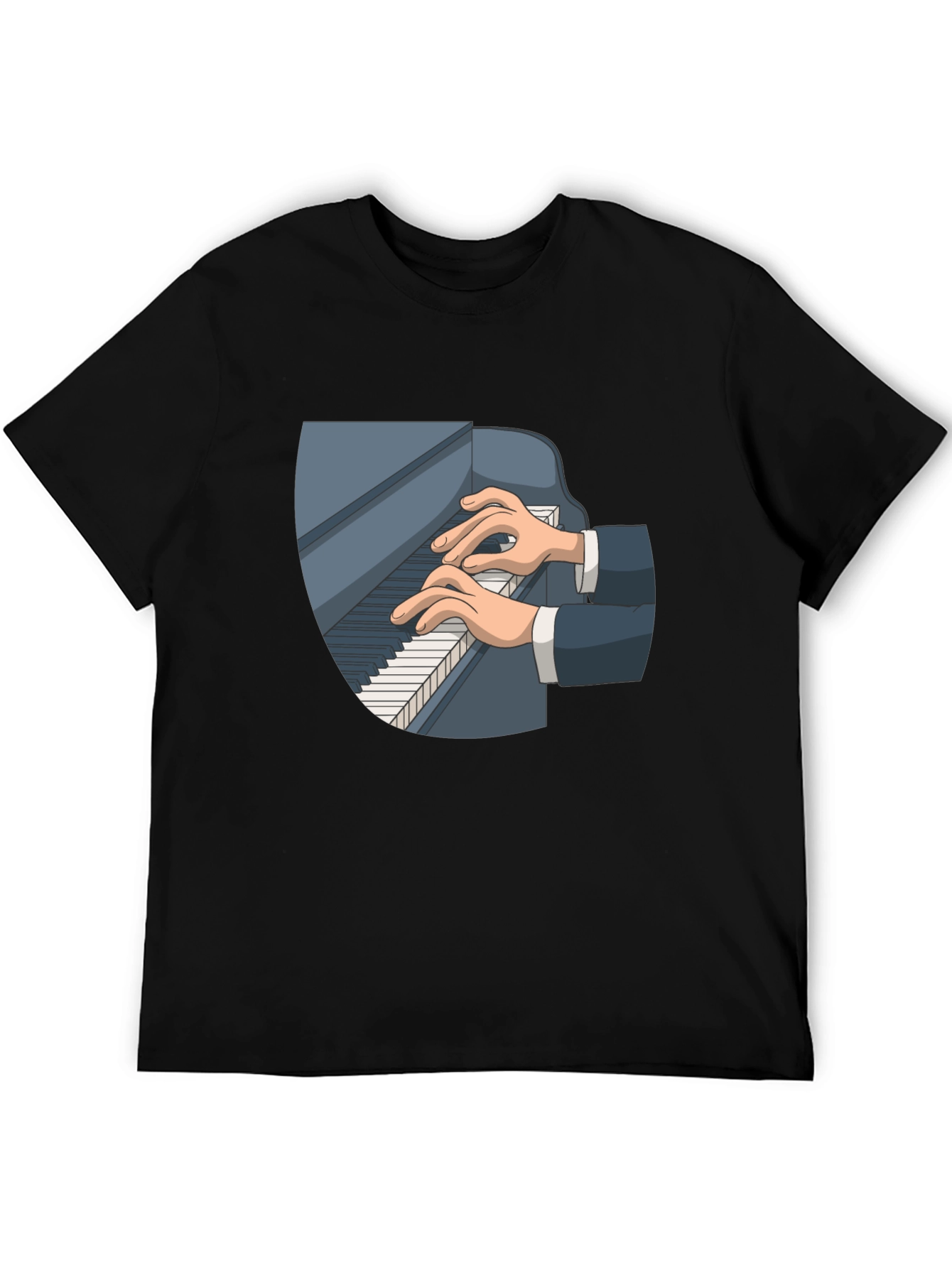 Piano Player Graphic Tee - Classic Black Cotton T-Shirt