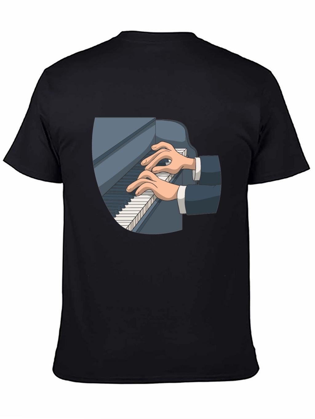 Piano Player Graphic Tee - Classic Black Cotton T-Shirt