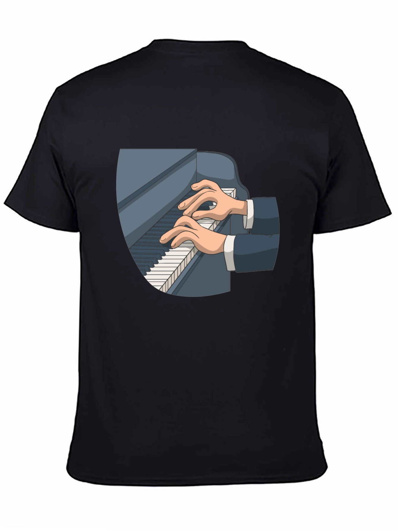 Piano Player Graphic Tee - Classic Black Cotton T-Shirt