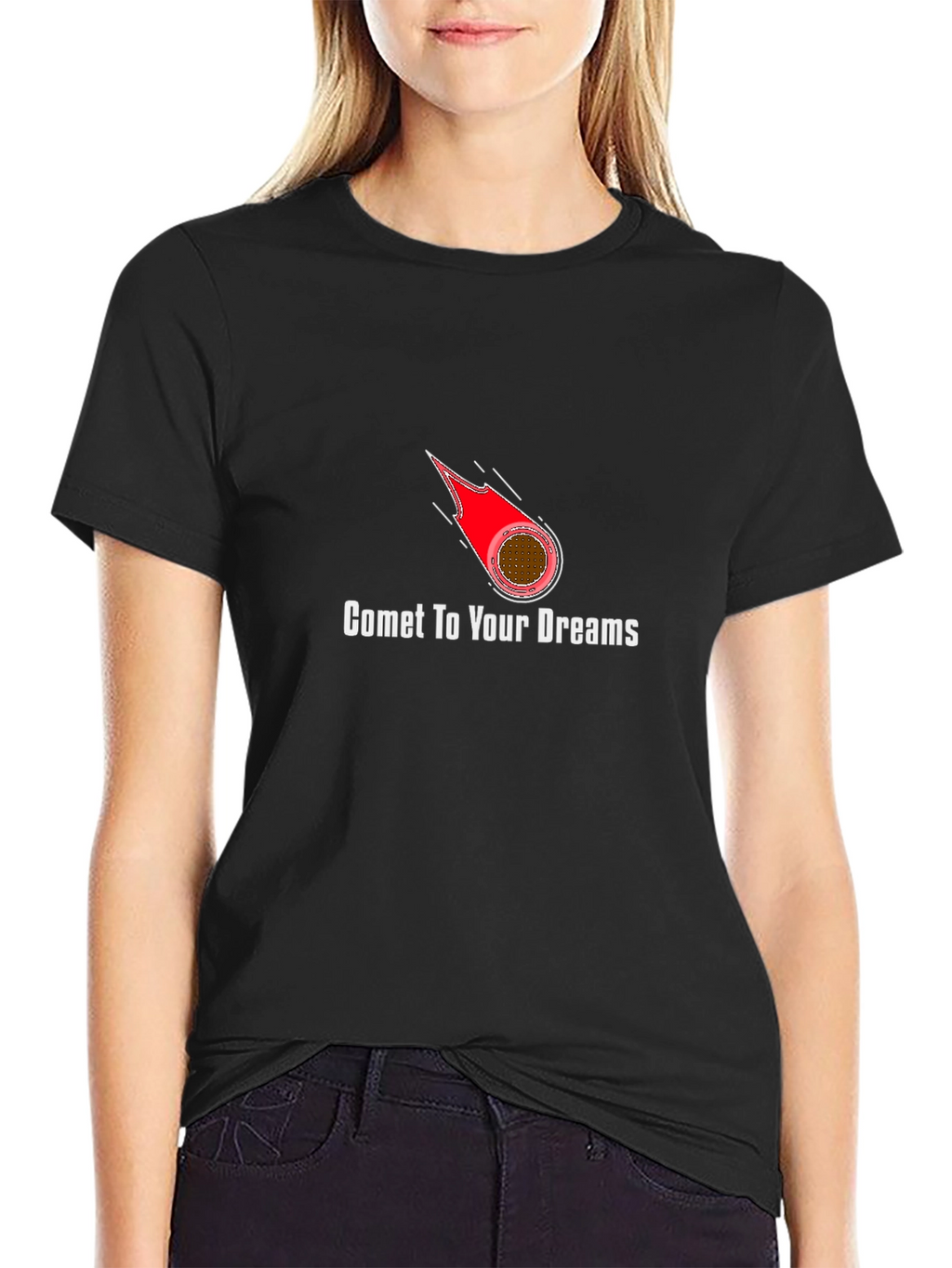 Comet To Your Dreams Black Graphic T-Shirt