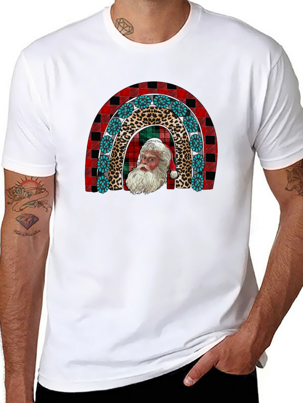 Santa Rainbow Graphic Tee - Holiday Cheer