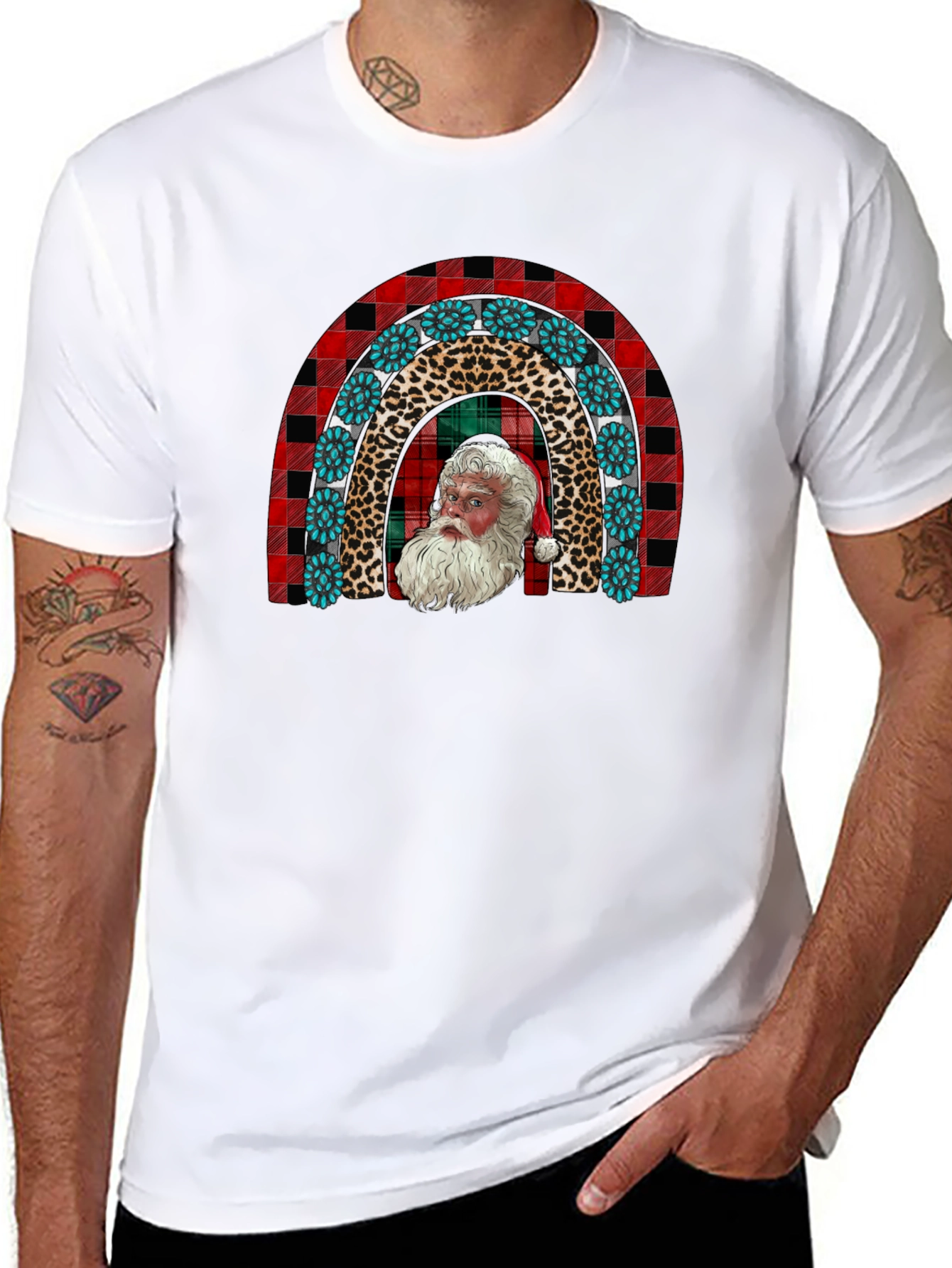 Santa Rainbow Graphic Tee - Holiday Cheer