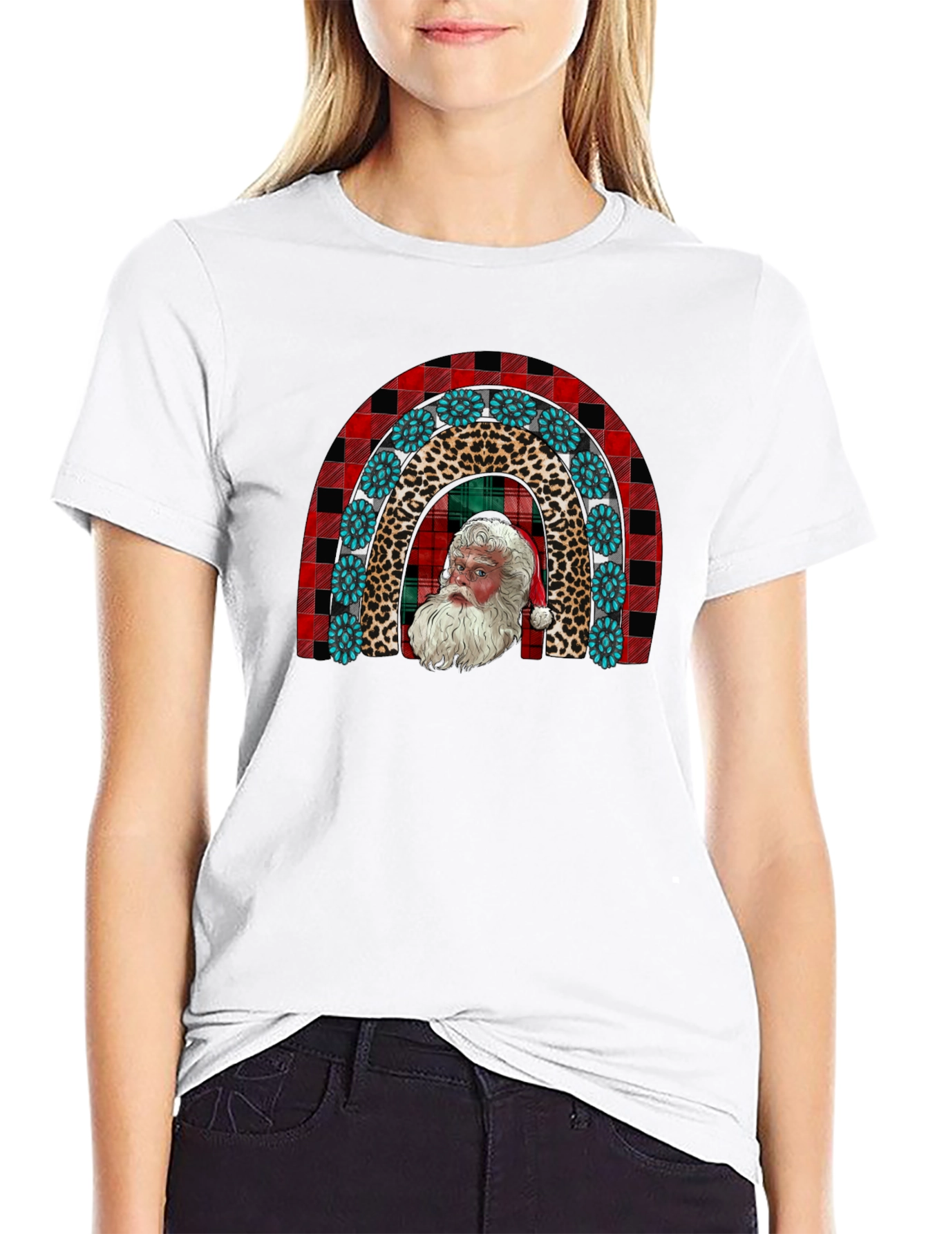 Santa Rainbow Graphic Tee - Holiday Cheer