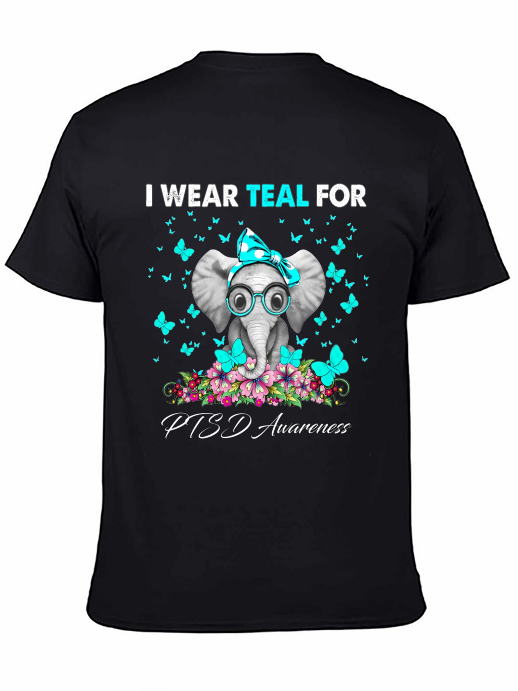 Teal PTSD Awareness Elephant T-Shirt